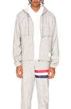 Thom Browne Plain Weave Wool Zip Up Hoodie In Gray