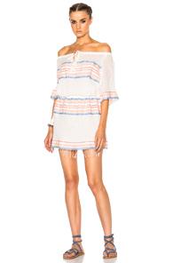 Lemlem Elsi Tassel Tie Tunic In White,stripes