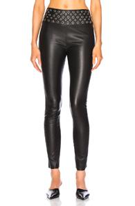 Sprwmn Eyelet Waistband Capri Legging In Black