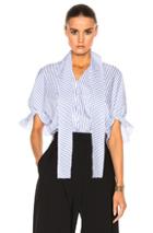 J.w. Anderson Ruched Sleeve Top In Blue,stripes