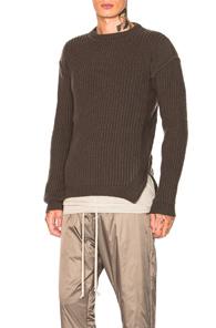 Rick Owens Fisherman Round Neck Pullover In Brown
