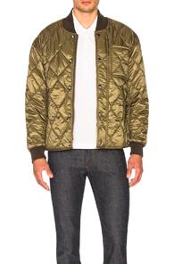 Burberry Nylon Check Lined Bomber Jacket In Green