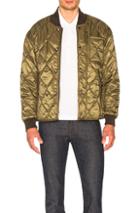 Burberry Nylon Check Lined Bomber Jacket In Green