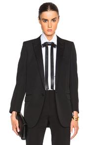 Saint Laurent Satin Lapel Tux Jacket In Black