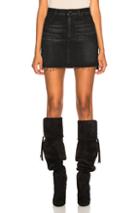 Saint Laurent Unfinished Hem Denim Skirt In Black