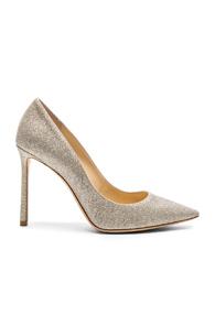Jimmy Choo Romy 100 Dusty Glitter Heels In Silver