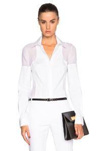Kaufmanfranco Stretch Cotton & Chiffon Blouse In White