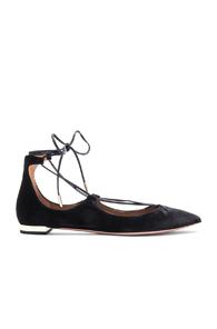 Aquazzura Velvet Christy Flats In Black