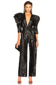 Carmen March Deep V Jumpsuit In Black