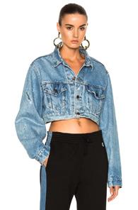 Re/done Crop Denim Jacket In Blue