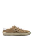 Saint Laurent Embroidered Suede Court Classic Sneakers In Neutrals