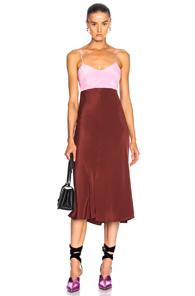 Tibi Silk Bias Dress In Pink,red