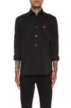 Comme Des Garcons Play Small Red Emblem Cotton Button Down In Black