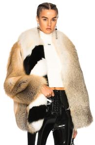 Off-white Fox Fur Coat With Stole In Neutrals