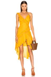 Jonathan Simkhai For Fwrd Hi Low Ruffle Dress In Black