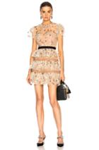 Self-portrait Star Mesh Tiered Dress In Neutral,floral