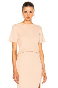 Ryan Roche Crew Neck T-shirt In Neutrals,pink