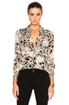 Saint Laurent 70s Floral Blouse In Black,white,floral