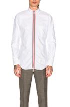 Thom Browne Zip Front Classic Long Sleeve Point Collar Shirt In White