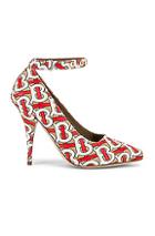 Burberry Wiltkin Monogram Ankle Heels In Neutral,novelty,red