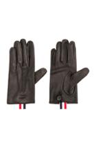 Thom Browne Short Unlined Leather Gloves In Black