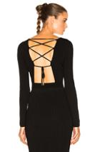 Cushnie Et Ochs Long Sleeve Lace Up Back Crop Top In Black