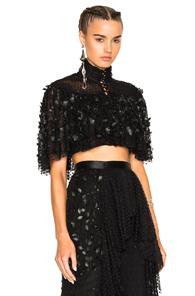 Rodarte High Neck Cropped Blouse In Black