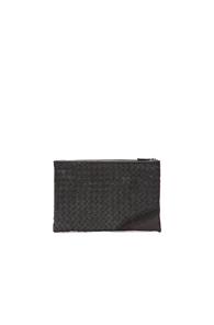 Bottega Veneta Metallic Ayers Zip Top Pouch In Black,animal Print