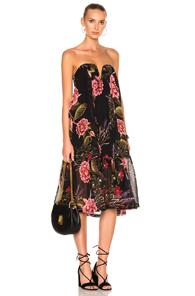 Nicholas Peony Floral Wrap Halter Dress In Black,floral