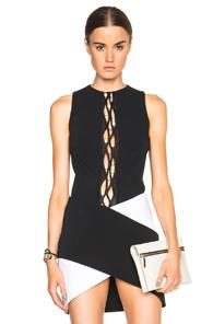 Mugler Bicolor Macrame Top In Black