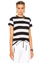 Amiri Cashmere Wide Stripe Tee In Black,stripes,white