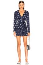 Self-portrait Star Printed Long Sleeve Dress In Blue,stars