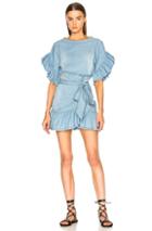 Isabel Marant Etoile Lelicia Chambray Ruffle Wrap Dress In Blue