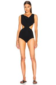 Rick Owens Notched Draped Swimsuit In Black