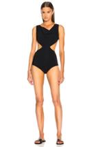 Rick Owens Notched Draped Swimsuit In Black