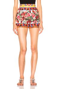 Dolce & Gabbana Printed Poplin Shorts In Abstract,floral,pink,red