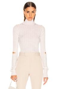 Helmut Lang Slash Rib Turtleneck In Neutral