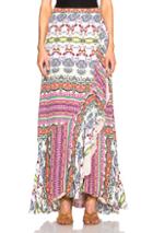 Etro Maxi Ruffle Skirt In Abstract,pink