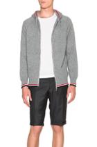 Thom Browne Cashmere Zip Hoodie With Contrast Tipping In Gray