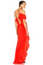 Michelle Mason Asymmetrical Ruffle Gown In Red