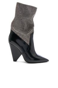 Saint Laurent Mesh Crystal Embellished Niki Booties In Black