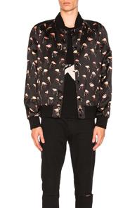 Saint Laurent Flamingo Bomber Jacket In Abstract,black
