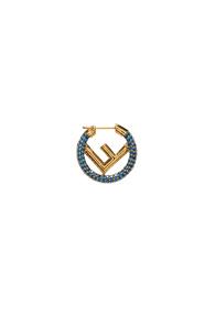 Fendi Mini Crystal Logo Hoop Single Earring In Blue