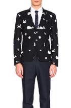 Thom Browne Tonal Multi Icon Fun Mix Blazer In Blue,animal Print