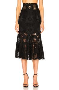 Jonathan Simkhai Corded Linear Godet Skirt In Black