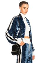 Off-white Velvet Bomber Jacket In Blue,stripes,white