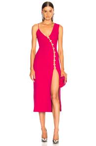 David Koma Side Slit Midi Dress In Pink