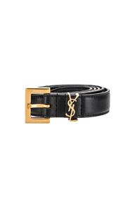 Saint Laurent Leather Monogramme Belt In Black