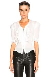 Isabel Marant Qing Silk & Lace Blouse In White