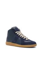 Maison Margiela Calfskin & Suede Replica High Top Leather Sneakers In Blue